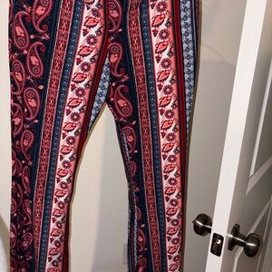 No Boundaries Red and Blue Paisley Pants